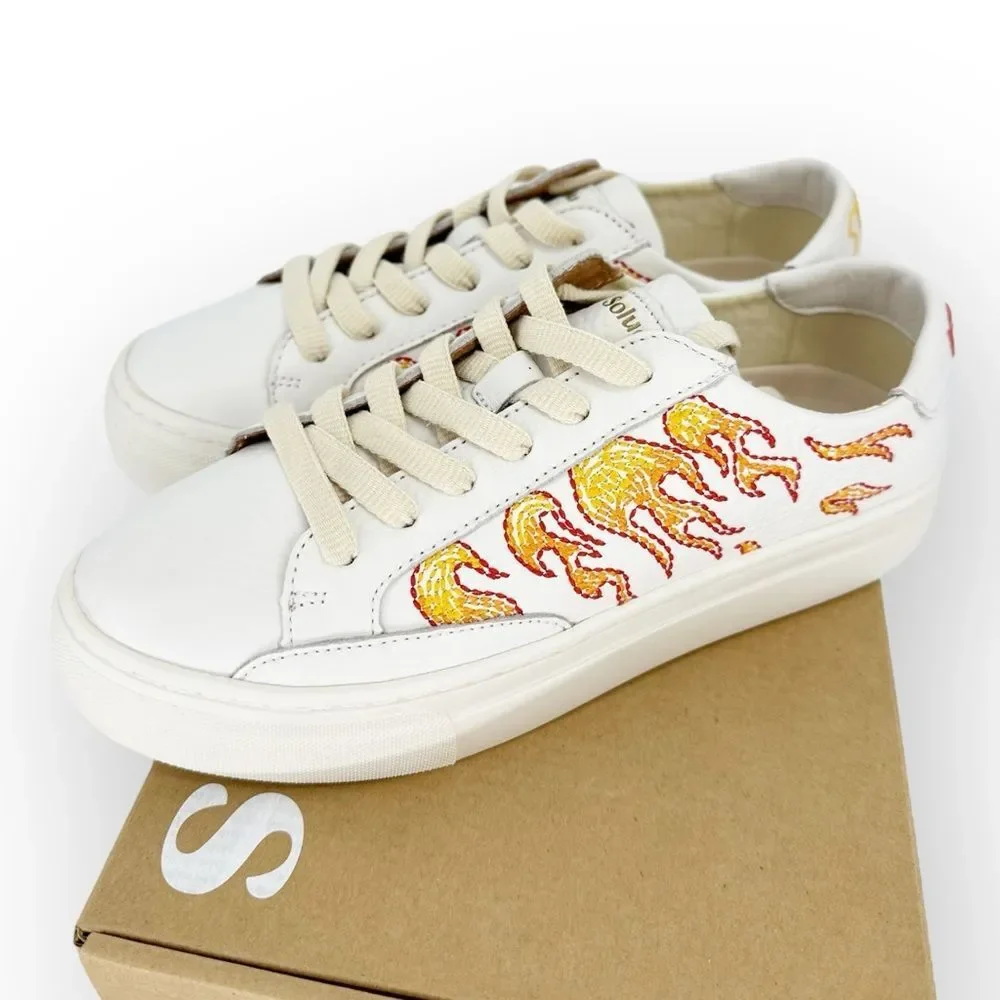 SOLUDOS Women’s Ibiza Platform Sneaker Hot Stuff Embroidered‎ Sneaker NIB size 8
